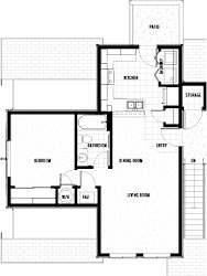 Floor Plan 1 bed 1 bath 663 sf