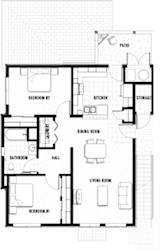 Floor Plan 2 bed 1 bath 923 sf