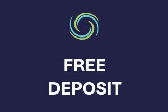 A graphic with a speaker icon and the words "FREE DEPOSIT" on a blue background.
