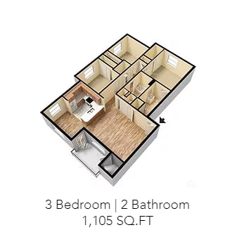 Floor Plan  3 Bed 2 Bath