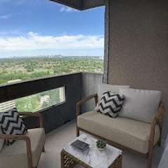 a living room with a couch and a table