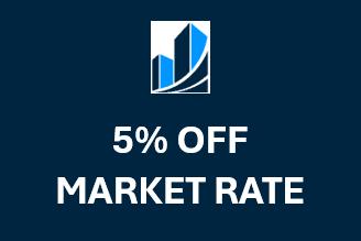 A graphic advertising a 5% off market rate.