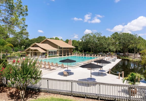 Poolside Sundeck and Lounge Areas at Whisper Lake Apartments, Winter Park, FL 32792