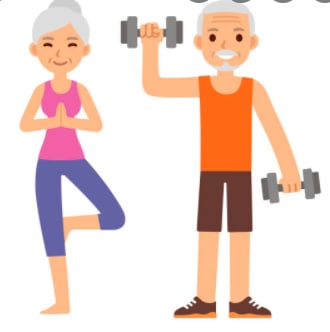 an elderly couple doing exercises with a dumbbell elderly man and woman exercising with dumbbell