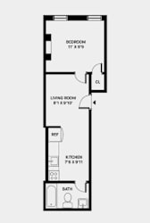 Floor Plan B Line 1 Bed 1 Bath
