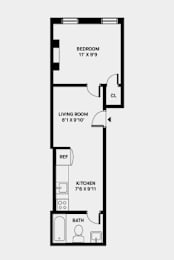  Floor Plan B Line 1 Bed 1 Bath