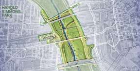 A map shows the layout of a park and surrounding roads.
