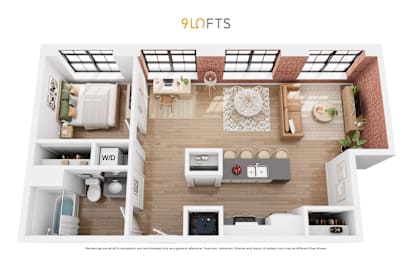 A 90-degree floor plan of a small apartment.