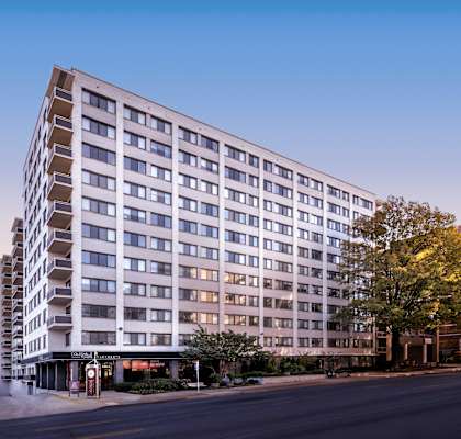 exterior view of building at Colesville Towers Apartments, Silver Spring