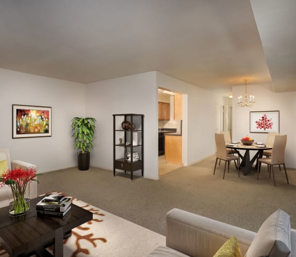 Living Room With Dining Area at GrandView Apartments, Falls Church, 22041