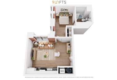 A floor plan of a 9 lofts apartment complex.