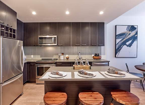 kitchen and island