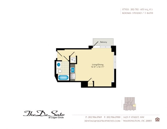 The DeSoto 02 Floor Plan at The DeSoto Apartments, District of Columbia
