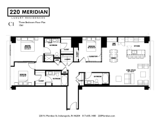 C1 Floor Plan at 220 Meridian, Indianapolis, IN 46204