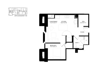 Floor Plan 1 Bed 1 Bath Plus A