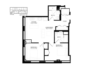 Floor Plan 2 Bed 2 Bath A