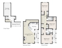 three bedroom townhome floor plan with garage at The Residences at King Farm, Rockville, MD
