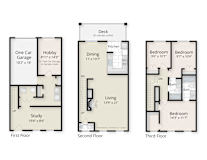 Three Bedroom Townhome Floor Plan with Garage at The Residences at King Farm, Rockville, MD