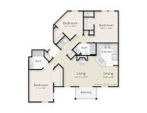 3 Bedroom Floor Plan at The Residences at King Farm, Maryland