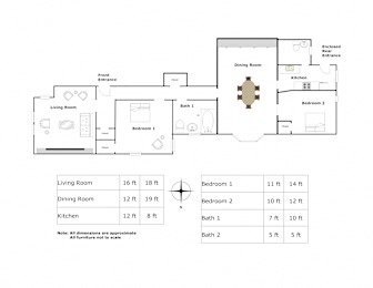  Floor Plan 2 Bedroom - 1.5 Bathroom
