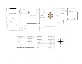  Floor Plan 3 Bedroom - 2 Bathroom