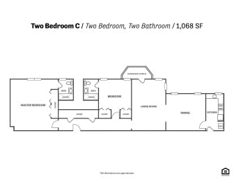 Two Bedroom C Floor Plan at Ingram Manor Apartments, Pikesville, 21208