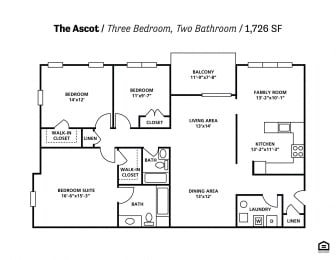 The Ascot Floor Plan at The Residences at Brookside Commons, Owings Mills