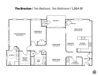 The Braxton Floor Plan at The Residences at Brookside Commons, Owings Mills, Maryland
