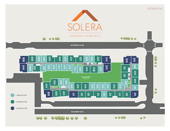 Site map floor 3 - 6 at Solera Apartments, Renton, WA