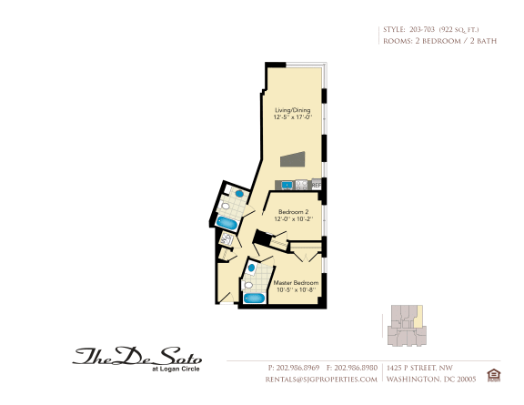 The DeSoto 03 Floor Plan at The DeSoto Apartments, 20005