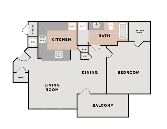 1 Bed 1 Bath 725 Floor Plan at The Villas at Bailey Ranch Apartments, Owasso, OK 74055