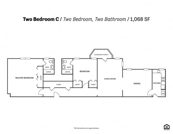 Two Bedroom C Floor Plan at Ingram Manor Apartments, Pikesville, 21208