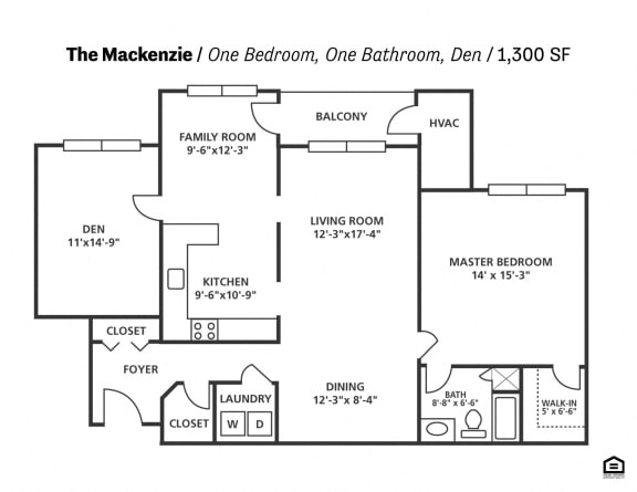 The Mackenzie Floor Plan at Cascades Overlook Apts., Owings Mills, MD