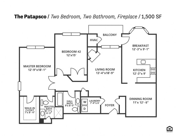 Floor Plan  at Cascades Overlook Apts., Owings Mills, MD, 21117