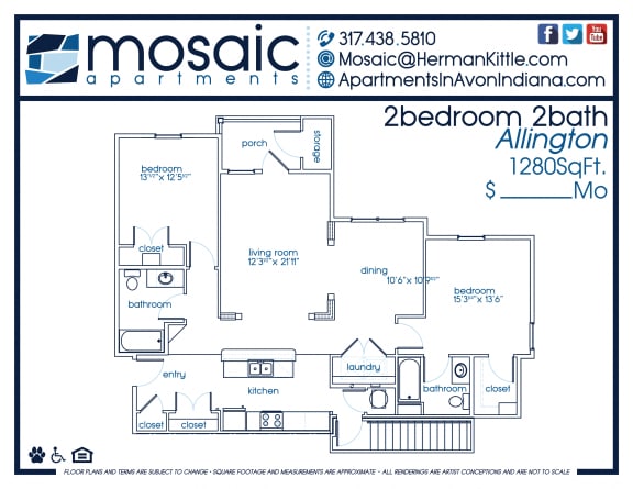 A two bedroom Allington floor plan