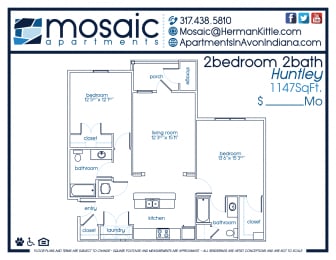 A two bedroom Huntley floor plan