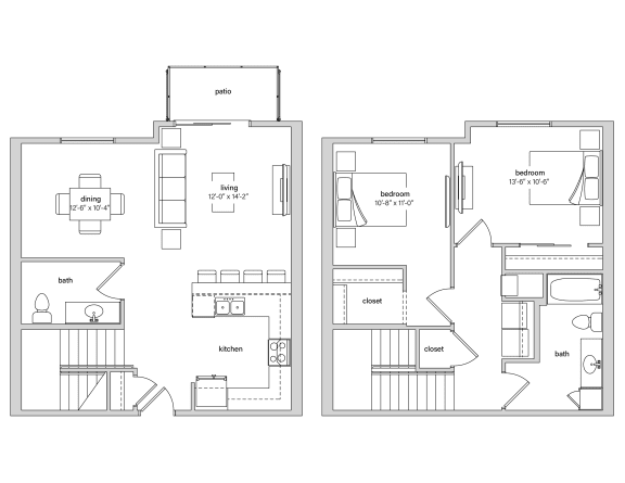 1 bed 1 bath A2 Floor Plan at The Crossings at Windsong, Prescott Valley, AZ