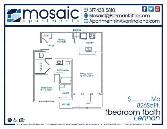 A one bedroom Lennon floor plan