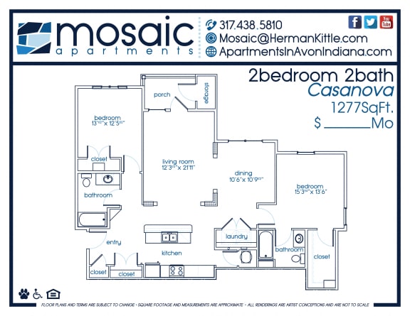 A two bedroom Casanova floor plan