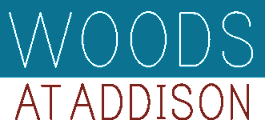 The image displays the words "WOODS AT ADDISON" in large, bold letters.
