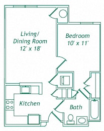  Floor Plan 1 Bedroom