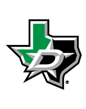 A logo with a green star and a black and white letter D.