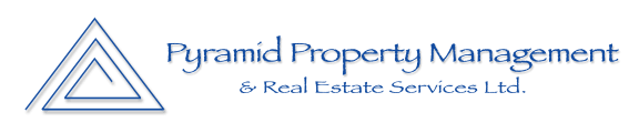 a triangle with the words pyramid property management and real estate services