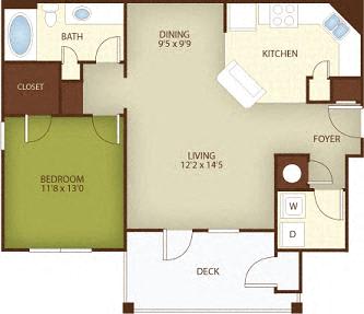 Aspen Floor Plan at Stone Ridge Apartment Homes, Mobile