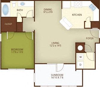 Azalea Floor Plan at Stone Ridge Apartment Homes, Alabama