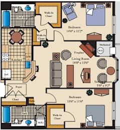  Floor Plan 2 Bed/2 Bath