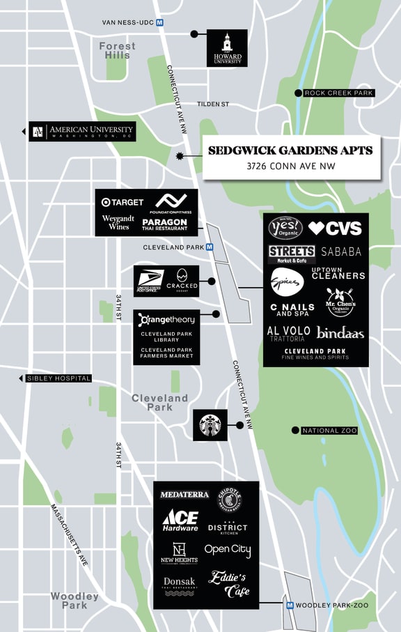 a map of the parkway area of downtown
