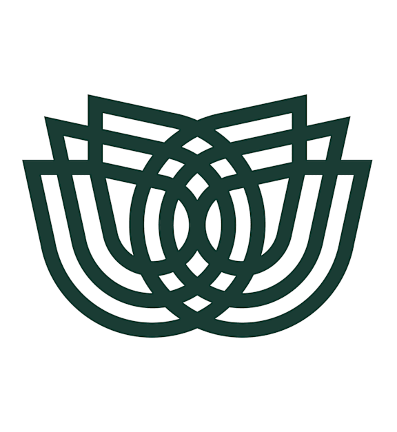 A green and white image of a circular pattern. at Olivine Apartments, Victoria 55386