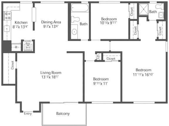 Floor Plan  3Bedroom 2 Bath Floor Plan at Chatham Hill, New Jersey