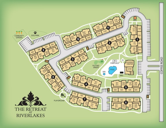 a site map of the retreat at river lakes